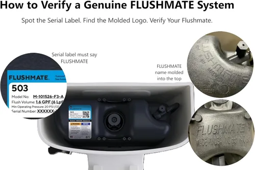 Miniatura 5 de Flushmate M-101526-F3H1 Sistema de reemplazo completo: Sistema GPF de 1.28 para inodoros de dos piezas, destinado a todos los OEMS excepto Kohler