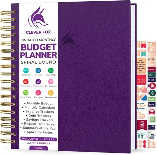 Miniatura 8 de Clever Fox Planificador de presupuesto: libro de finanzas en espiral, diario financiero mensual, organizador de presupuestos y cuaderno de Negro