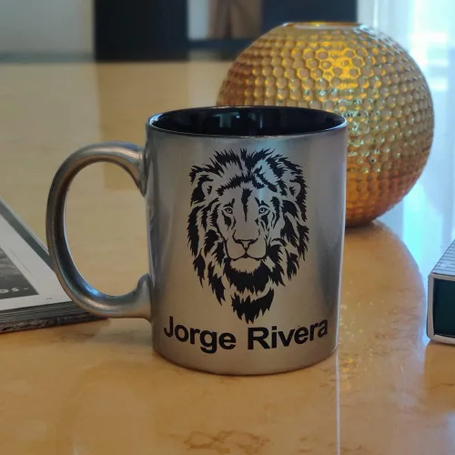 Miniatura 5 de LaserGram Taza de café redonda de cerámica de 11 oz, culturista, grabado personalizado incluido (negro)