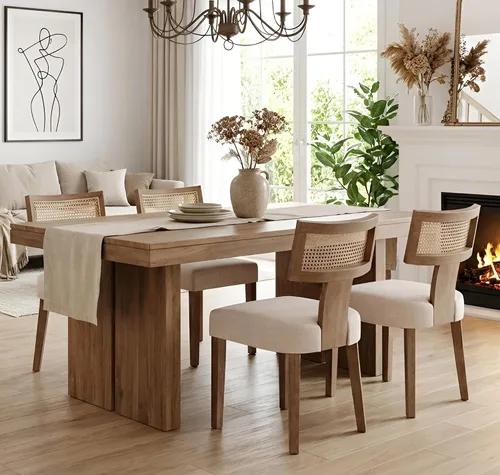 Miniatura 19 de Shunzhi Juego de 2 sillas de comedor modernas de mediados de siglo, sillas tapizadas de madera para comedor, sillas de cocina estilo granja, sillas