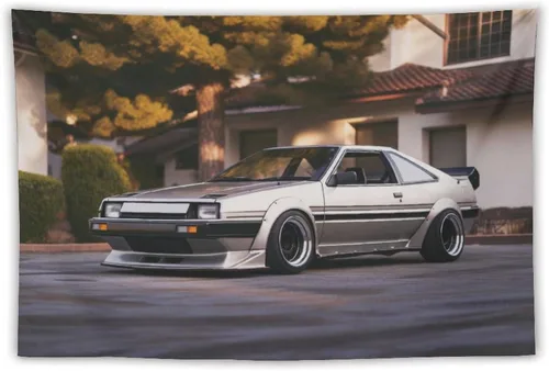 Miniatura 30 de QEOPGNE Tapiz grande para colgar en la pared, diseño de puente de puerta dorada, grandes olas, japonés, retro, Jdm, auto, R34, tapiz para 2