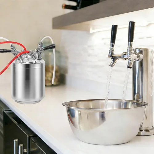 Miniatura 2 de Kit de limpieza Kegerator de 2.5 galones, kit de limpieza de línea de cerveza de acero inoxidable 304 con acoplador 2D, kit de limpieza de barril