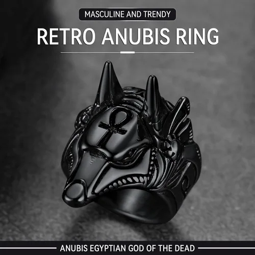 Miniatura 3 de FaithHeart Anubis - Anillos para hombres y mujeres, joyería de acero inoxidable resistente, anillo de amuleto de cruz Ankh, embalaje delicado, Acero