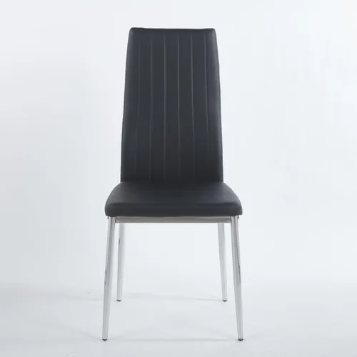 Miniatura 5 de Juego de 4 sillas, patas de color cromado, asiento negro