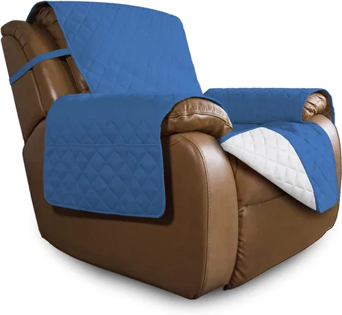 Miniatura 118 de Easy-Going - Funda para sofá, futón y sillón sin reposabrazos, reversible, resistente al agua, para mascotas y niños (azul oscuro/azul claro)