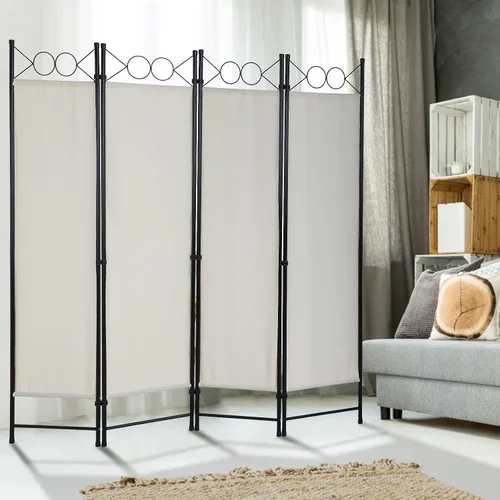 Miniatura 6 de Divisores de habitación y pantallas plegables de privacidad, 4 paneles de 68 pulgadas de alto, marco de acero portátil y tela para separar la Beige