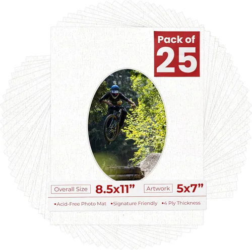 Miniatura 59 de Tapete de 8.5 x 11 pulgadas con corte biselado para fotos de 5 x 7 pulgadas, diseño ovalado, color azul bebé, sin ácidos, mate para proteger tus