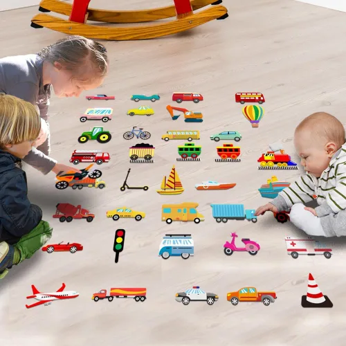 Miniatura 6 de BEUNITONE Juego de 40 piezas de tablero de fieltro de transporte para automóvil, juego de tablero de historia de fieltro colorido para narración