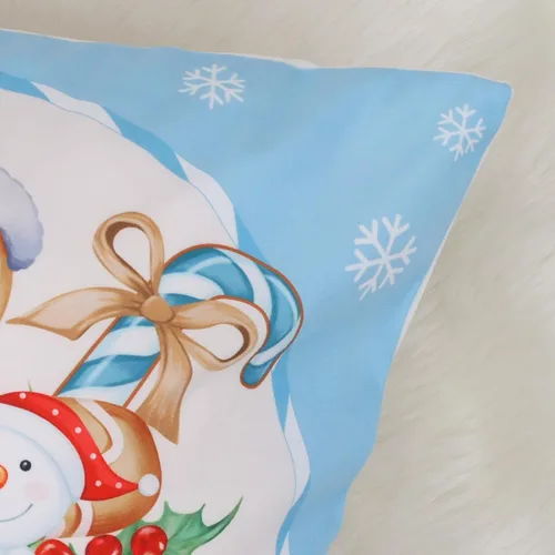 Miniatura 4 de Bonhause Juego de 4 fundas de almohada navideñas de hombre de jengibre de 18 x 18 pulgadas, casa de panadería, chocolate caliente, muñeco de nieve