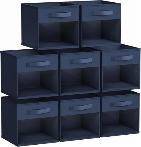 Miniatura 21 de DIMJ Cubo de almacenamiento, 6 paquetes de contenedores plegables con asas, contenedores de tela para organización, cubos organizadores