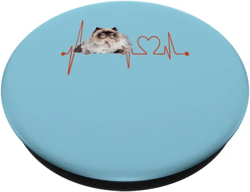 Miniatura 2 de Himalayan Cat Heartbeat EKG Funny I Love My Cat PopSockets intercambiables PopGrip