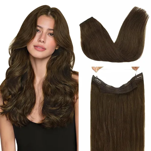 Miniatura 15 de GOO GOO Extensiones de Cabello Humano con Alambre, 18A/613A Rubio Oscuro mezclado con Rubio Decolorado Resaltado 18 pulgadas 95g, Extensiones