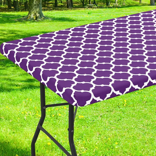 Miniatura 41 de Smiry Mantel cuadrado para mesa de pícnic, manteles de camping impermeables elásticos ajustables, protector de mantel de vinilo con respaldo de Gris