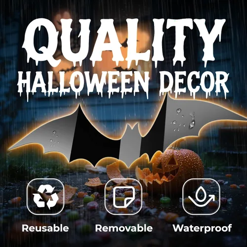 Miniatura 4 de CLEANGOR 140 piezas de murciélagos para decoración de Halloween, suministros de fiesta de Halloween, calcomanías de pared de murciélagos 3D, bonitas