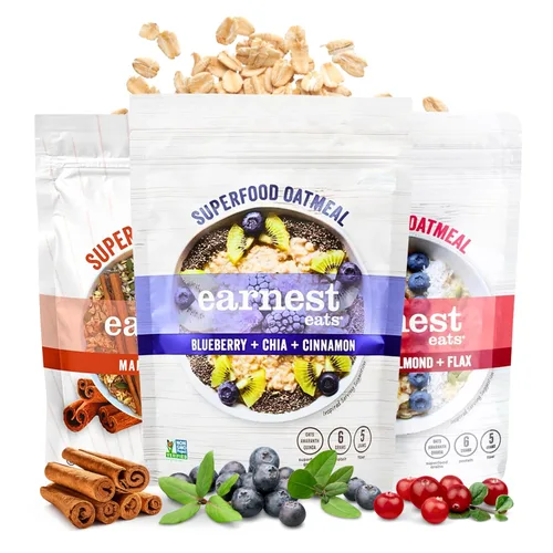 Miniatura 12 de Earnest Eats Superfood Avena – Arándanos Chia Canela – Vegana, sin gluten, 0.18 oz de proteína vegetal, 0.18 oz de fibra, sin azúcar añadida, 24