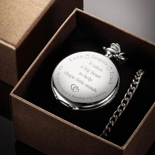 Miniatura 6 de Hicarer Reloj de bolsillo para profesores, números arábigos, reloj de bolsillo para hombres, mujeres, suministros de agradecimiento para profesores