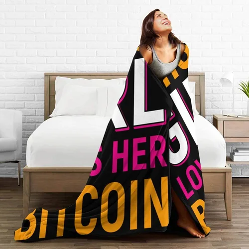 Miniatura 5 de Manta de franela con texto en inglés «This Girl Loves Her Bitcoin» para sofá o cama, suave y cómoda, de 40 x 30 pulgadas, antibolitas