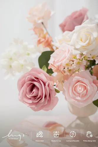 Miniatura 3 de Ling's Moment - Juego de cajas de flores de lujo para matrimonio con diseño en azul y blanco natural, para manualidades, matrimonios, ramos