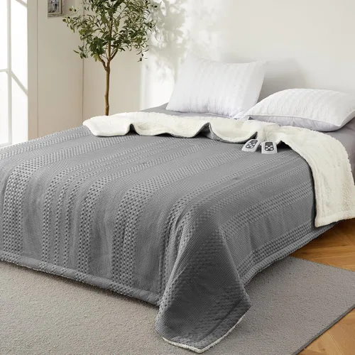 Miniatura 10 de Manta Térmica Eléctrica de 50"x60" Pulgadas, Tejido de Gofre Suave a Sherpa con 6 Niveles de Calefacción, 4 Horas de Apagado Automático, Lavable a