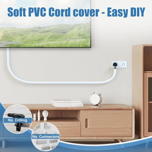 Miniatura 3 de Ocultador de un cable de pared de 39 pulgadas, cubierta de cable de TV de silicona suave, ocultador de alambre autoadhesivo para ocultar cables a lo