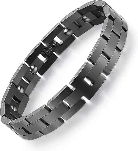 Miniatura 10 de Feraco Pulseras magnéticas para hombre, elegante pulsera de terapia magnética de acero inoxidable de titanio con herramienta de tamaño, regalos