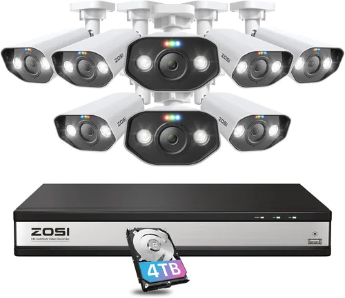 Miniatura 13 de ZOSI Sistema de cámara de seguridad PoE para el hogar con foco 4K de 8 canales, 8 puertos, NVR de 8 canales y 8 MP con disco duro de 2 TB, 4 cámaras
