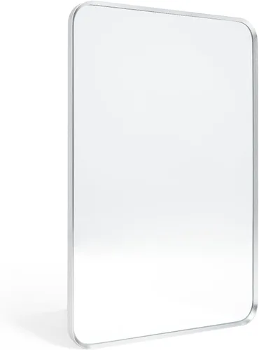 Miniatura 13 de Espejo de montaje en pared para baño, espejo rectangular de tocador rectangular con marco de metal negro cepillado (16 x 20 pulgadas, negro)