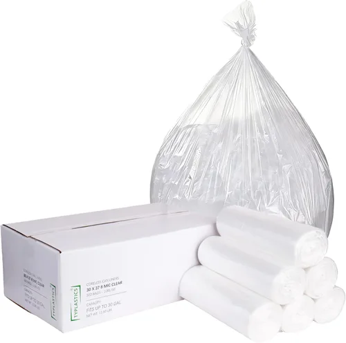 Miniatura 4 de TYPLASTICS - Bolsas de basura transparentes con capacidad de 20-30 galones, de 30 x 37 pulgadas, bolsas de basura de alta densidad, caja de 500