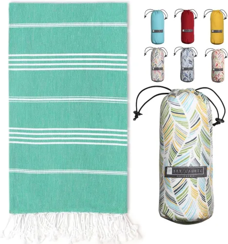 Miniatura 23 de BAY LAUREL Toalla de playa turca con bolsa de viaje, 39 x 71 pulgadas, de secado rápido, sin arena, ligera, grande, toallas de gran