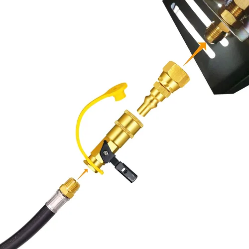 Miniatura 6 de Kit de adaptador de conexión rápida de propano de 1/4 "convertidor de manguera de propano hembra de 3/8 pulgadas a parrilla de gas, conexión rápida