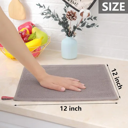 Miniatura 490 de Homaxy Trapos de cocina de 100% algodón, tejido de punto gofre, ultrasuaves, absorbentes y de secado rápido, 12 x 12 pulgadas, paquete de 6, blanco