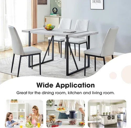 Miniatura 3 de 55 inch Kitchen Table for 4 People, Rectangular Dinner Table Easy Assembly, (Gray)(ONLY Table) UA736