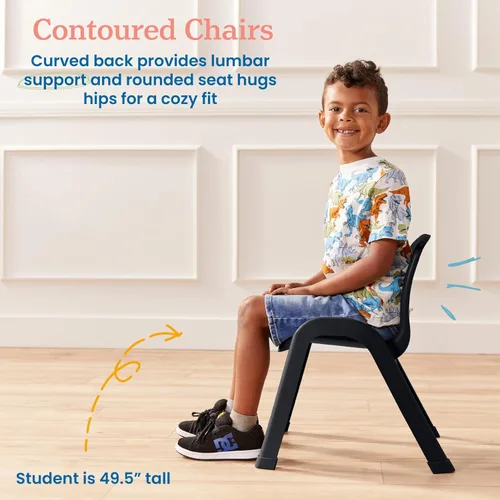 Miniatura 4 de ECR4Kids Silla apilable SitRight de plástico, 11 pulgadas, muebles de aula, negro, paquete de 4