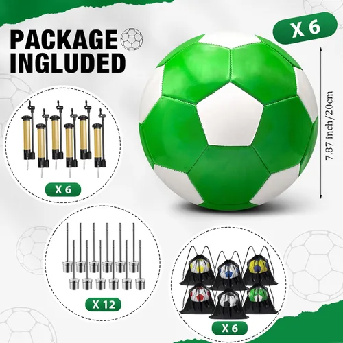 Miniatura 2 de Paquete de 6 pelotas de fútbol de Navidad desinfladas con bomba para niños, artículos a granel, pelotas de fútbol con bolsa deportiva de malla
