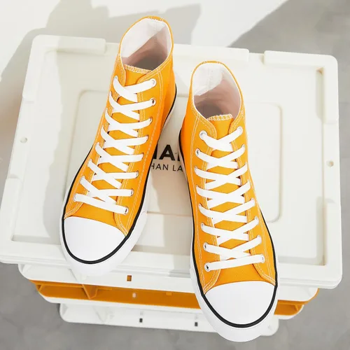Miniatura 5 de Zapatillas de lona altas para hombre, zapatos de lona casuales con cordones para hombre, zapatos de lona de moda blanca y negra para caminar