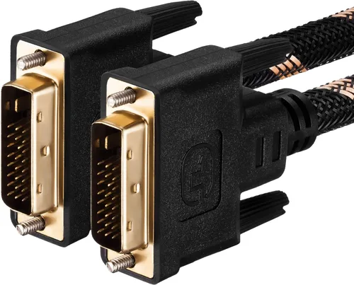 Miniatura 2 de Cable DVI de doble enlace de 3.3 ft, nailon trenzado DVI-D 24+1 de doble enlace macho a macho, cable de video digital chapado en oro con soporte