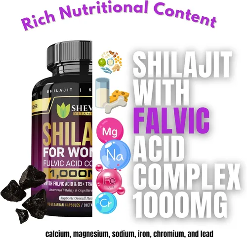 Miniatura 3 de Shilajit Cápsulas de 1000 mg – Shilajit puro para mujeres con ácido fúlvico orgánico para energía y apoyo inmunológico, suplementos minerales