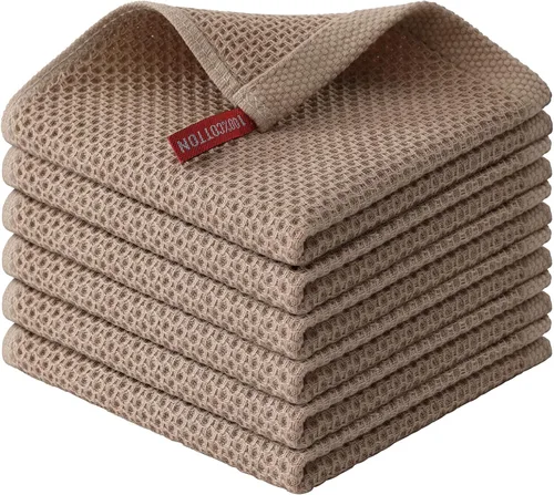 Miniatura 146 de Kitinjoy - Paños de cocina de 100 % algodón, tela de tejido gofrado, paño de limpieza ultrasuave, absorbente y de secado rápido. Gris Oscuro