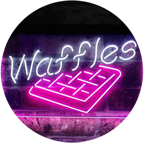 Miniatura 9 de ADVPRO Waffles Snack Café - Letrero de neón LED de doble color, azul y rojo, 12 x 8 pulgadas st6s32-i3820-br