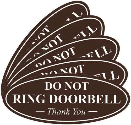 Miniatura 32 de All Quality Cartel de agradecimiento ovalado con texto en inglés «Do not Ring DOORBELL», color negro, pequeño, 1 paquete