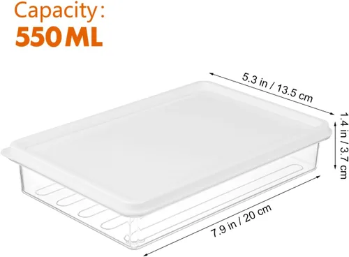 Miniatura 2 de Hemoton Recipiente de almacenamiento de tocino para refrigerador, caja hermética de carne fresca, 7.87 x 7.87 x 7.87 pulgadas, plástico transparente