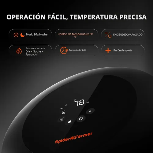 Miniatura 6 de Spider Farmer Calentador de tienda de cultivo, calentador portátil de 530 W con control de temperatura inteligente, temporizador de 24 horas