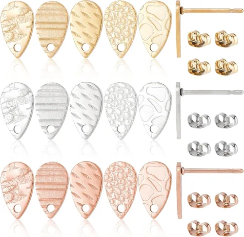 Miniatura 11 de CREATCABIN 1 caja 12 aretes de latón chapado en oro de 18 quilates de 2 tamaños, aretes tipo dormilona con circonitas cúbicas con anillos de salto