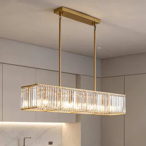 Miniatura 9 de Siljoy Candelabro rectangular moderno de cristal, 5 luces, color negro, rectangular, con forma de gota de lluvia, lámpara de techo colgante lineal