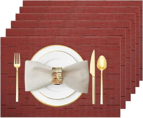 Miniatura 10 de Juego de 12 manteles individuales lavables y limpiables para mesa de comedor, cocina, interior y exterior, manteles individuales resistentes al