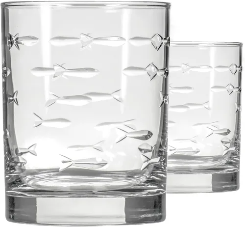 Miniatura 11 de Rolf Glass School of Fish - Copas de vino blanco de 12 onzas, juego de 4 copas de vino sin plomo, copas de vino grabadas con rueda de diamante, 12oz