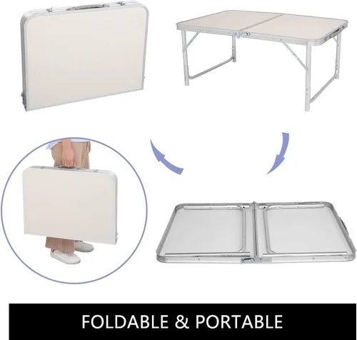 Miniatura 4 de Mesa de picnic plegable, 35.43 x 23.62 x 27.56 pulgadas, mesa plegable de aluminio ligera, mesa de campamento de aluminio, mesa portátil