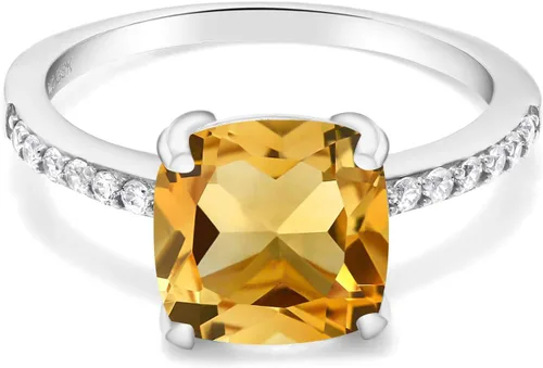 Miniatura 89 de Gem Stone King Anillo de compromiso de plata de ley 925 con piedra preciosa de corte cojín de 0.315 in Anillo de compromiso de aniversario de boda