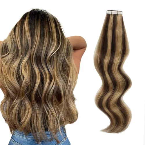 Miniatura 47 de ABH AMAZINGBEAUTY HAIR Extensiones de cinta de cabello humano Remy real, Remi, extensiones de cabello negro con pegamento en trama de piel