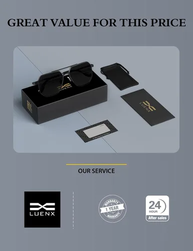 Miniatura 7 de LUENX, Aviator - Gafas de sol polarizadas, para hombres y mujeres, protección UV 400, con funda 60MM